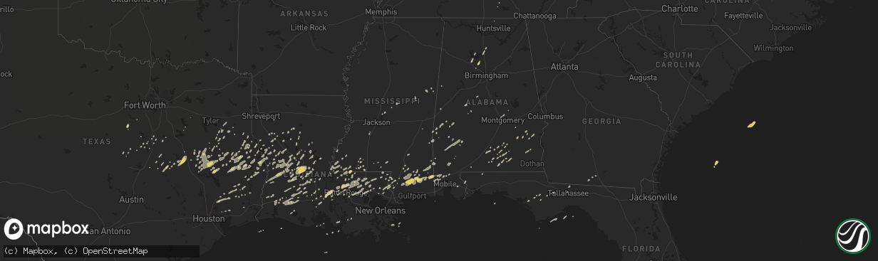 Hail map on December 25, 2012