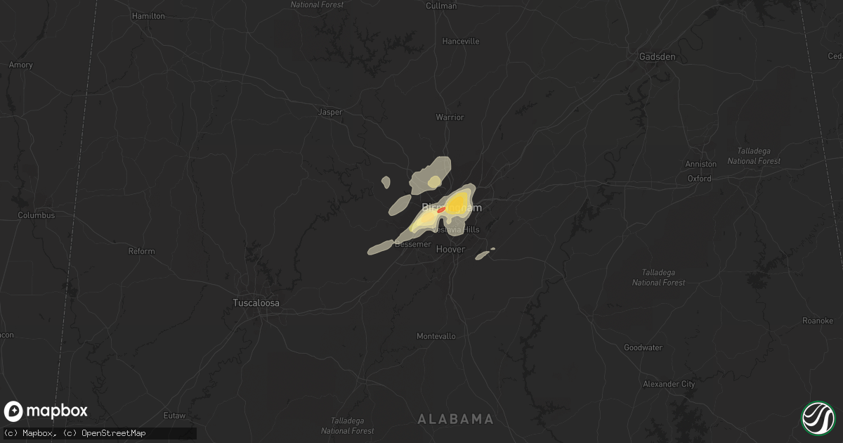 Hail map in Fairfield, AL on December 25, 2015