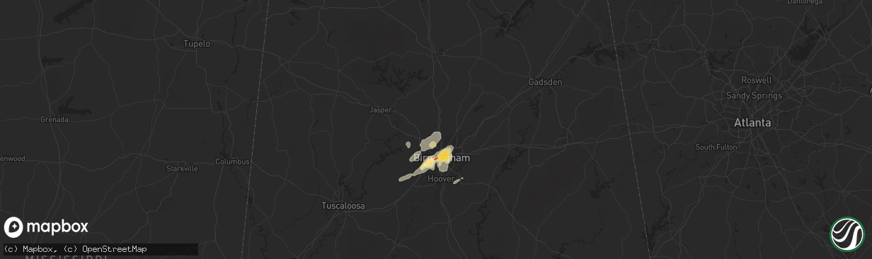 Hail map in Gardendale, AL on December 25, 2015