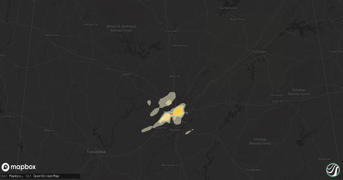 Hail map in Gardendale, AL on December 25, 2015