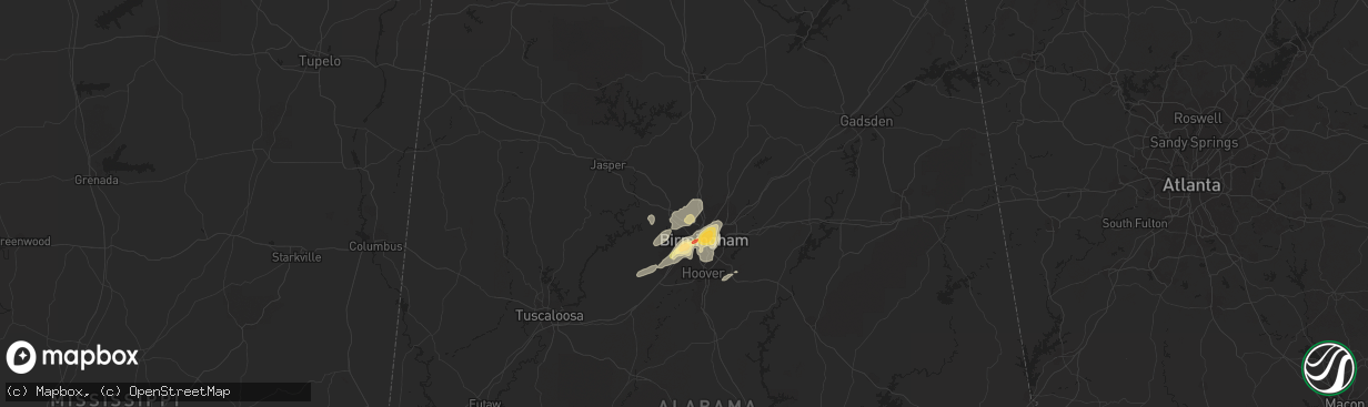 Hail map in Mount Olive, AL on December 25, 2015