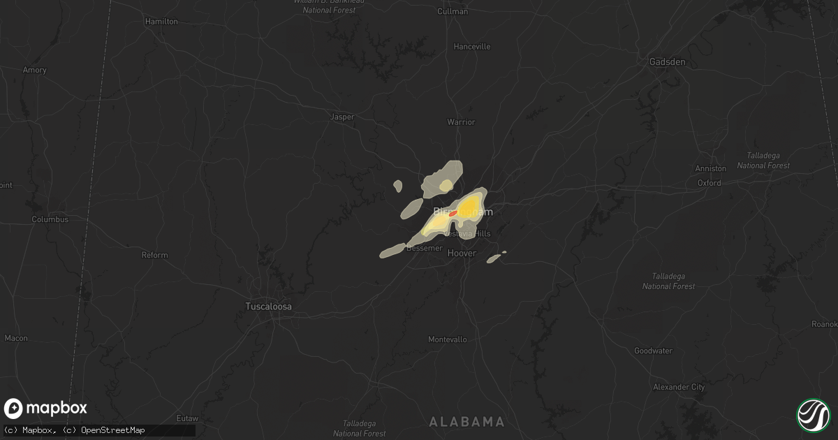 Hail map in Pleasant Grove, AL on December 25, 2015