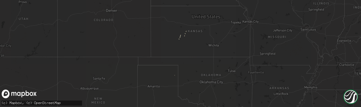 Hail map in Texas on December 25, 2016