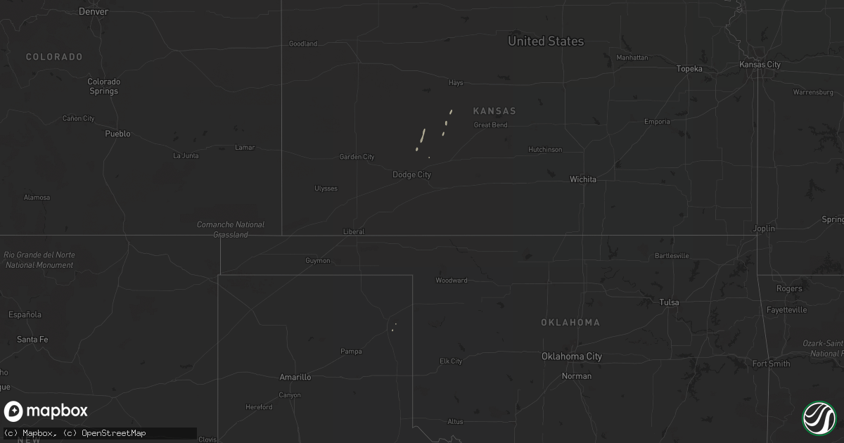 Hail map on December 25, 2016