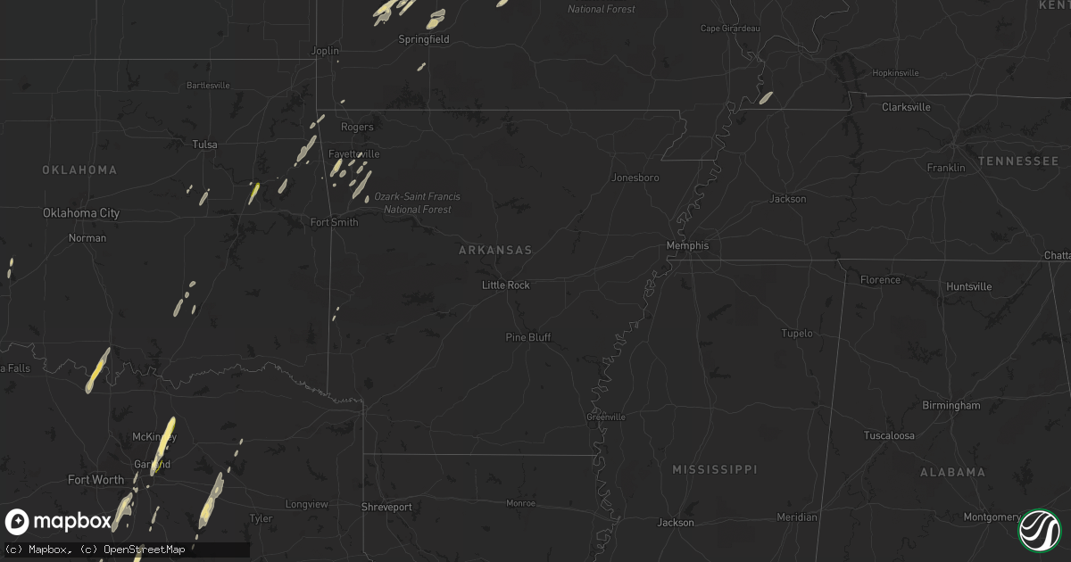 Hail map in Arkansas on December 26, 2015