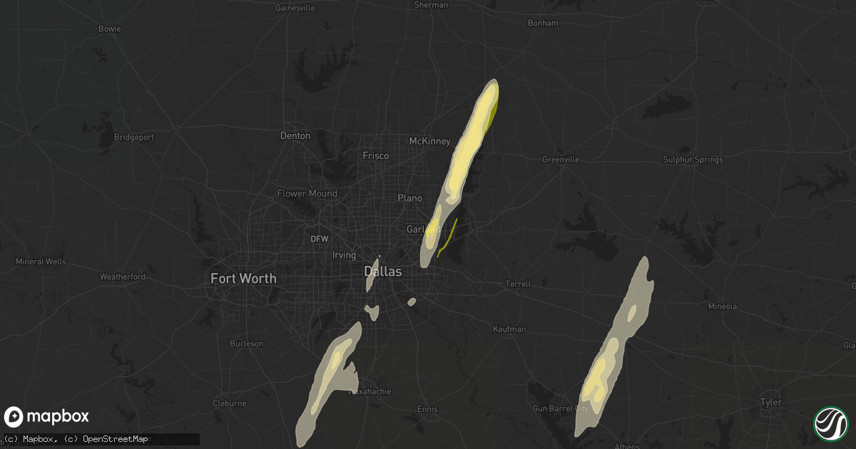 Hail map in Garland, TX on December 26, 2015