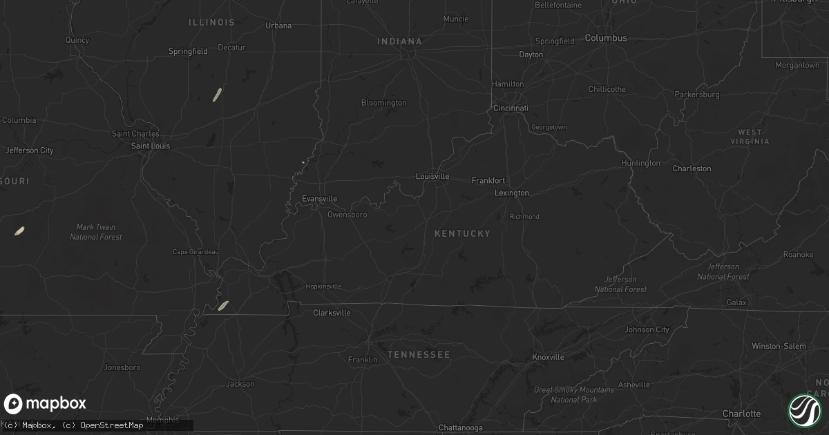 Hail map in Kentucky on December 26, 2015