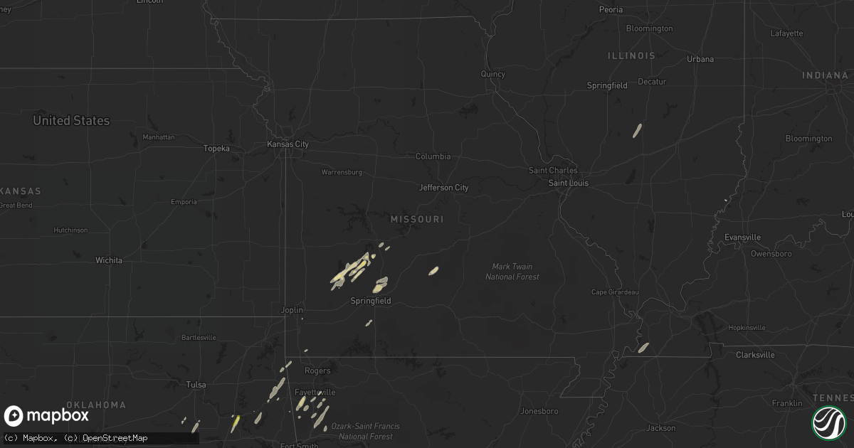 Hail map in Missouri on December 26, 2015