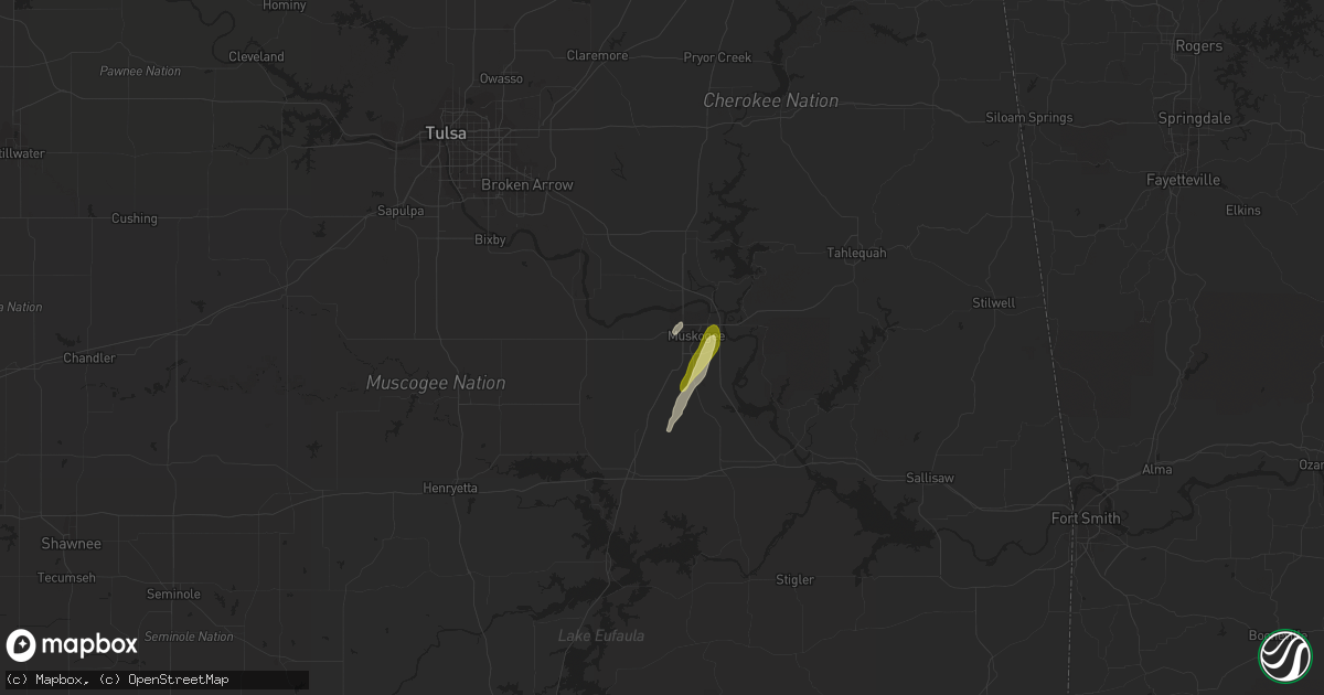 Hail map in Muskogee, OK on December 26, 2015