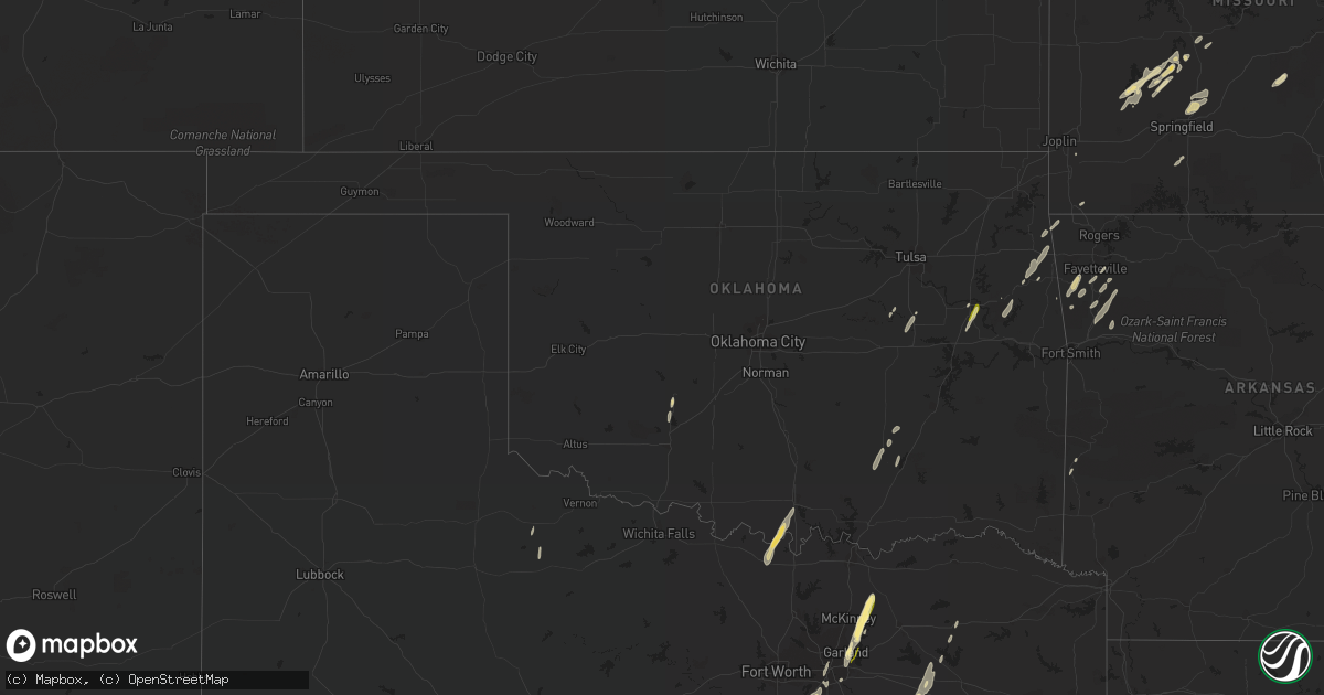 Hail map in Oklahoma on December 26, 2015