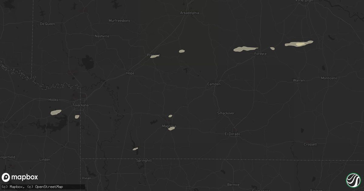 Hail map in Gurdon, AR on December 26, 2016