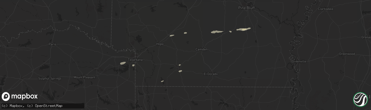Hail map in Magnolia, AR on December 26, 2016