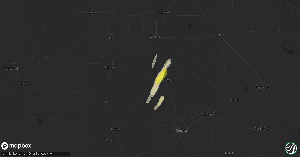 Hail map in Andrews, TX on December 26, 2018