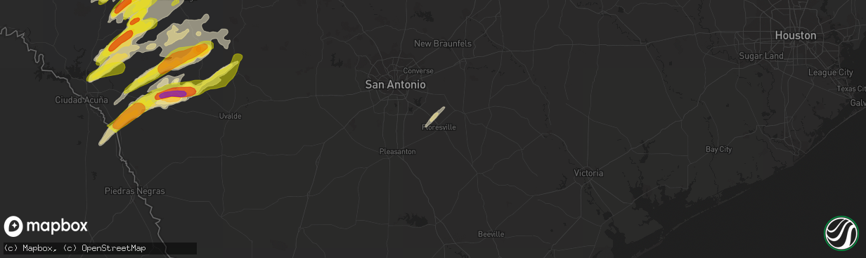 Hail map in Floresville, TX on December 26, 2018