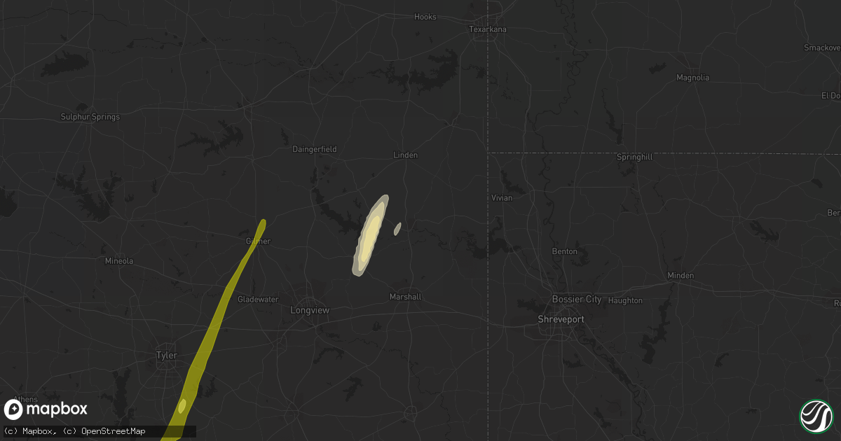 Hail map in Jefferson, TX on December 26, 2018