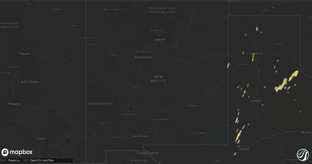 Hail map in New Mexico on December 26, 2018