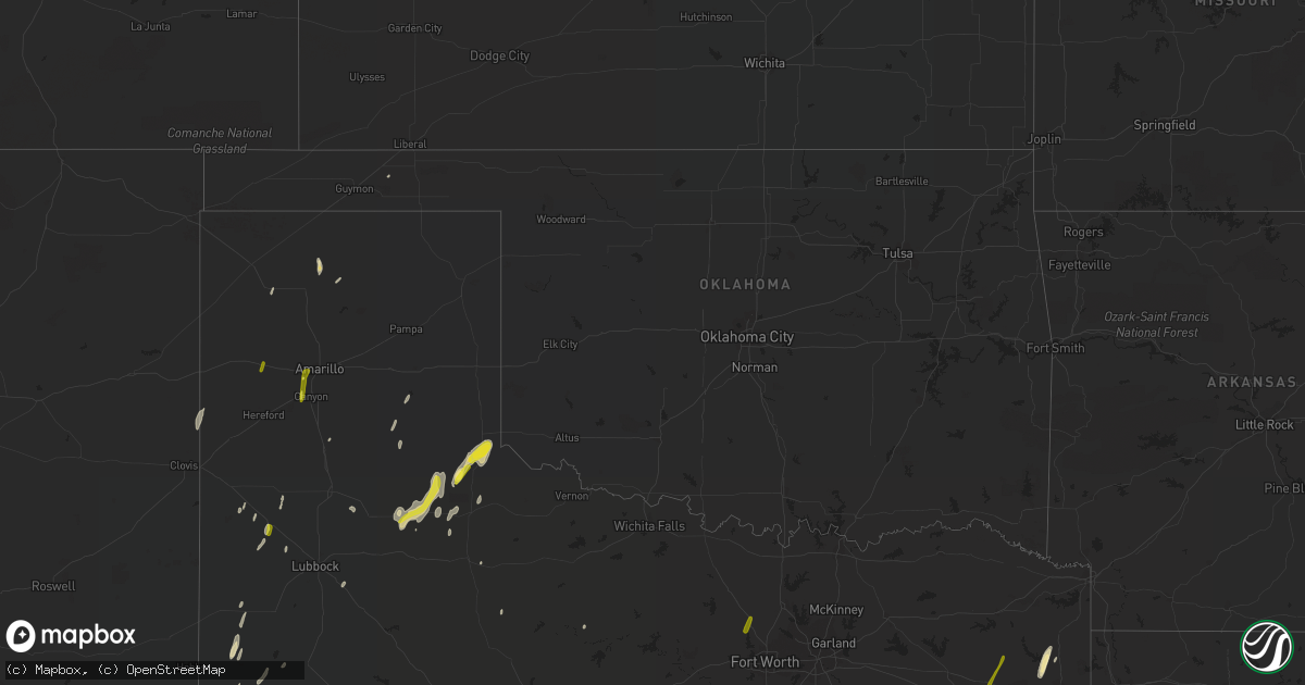 Hail map in Oklahoma on December 26, 2018