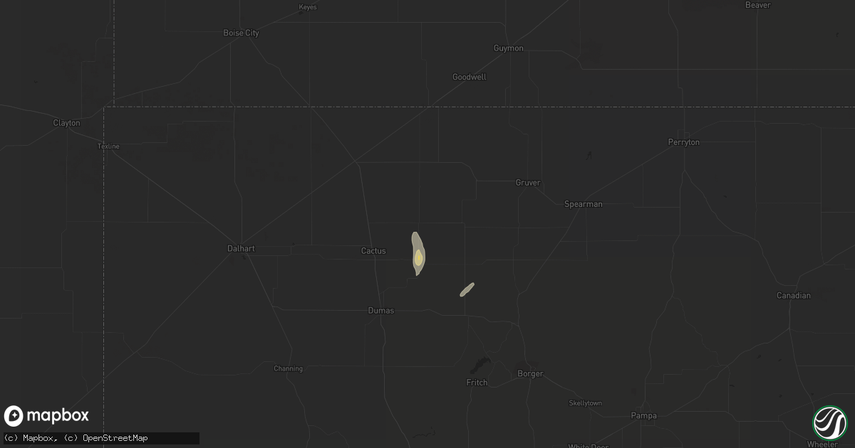 Hail map in Sunray, TX on December 26, 2018