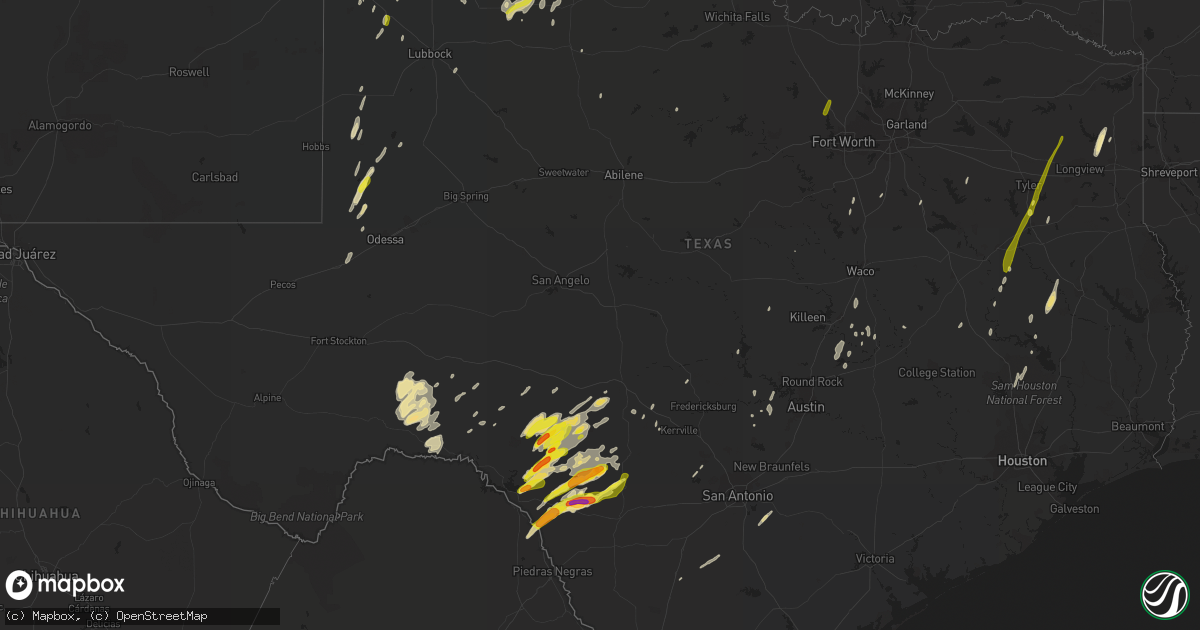 Hail map in Texas on December 26, 2018