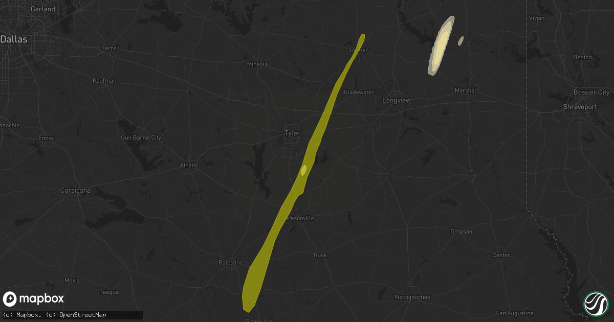 Hail map in Whitehouse, TX on December 26, 2018