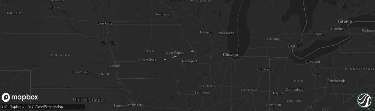 Hail map in Illinois on December 26, 2021