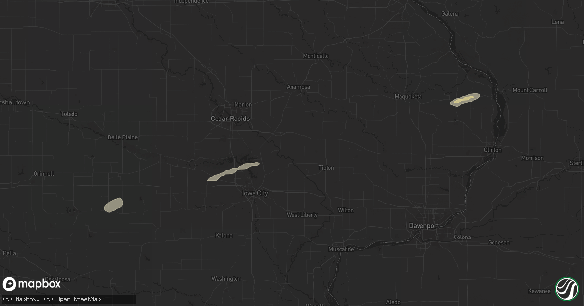 Hail map in Oxford, IA on December 26, 2021