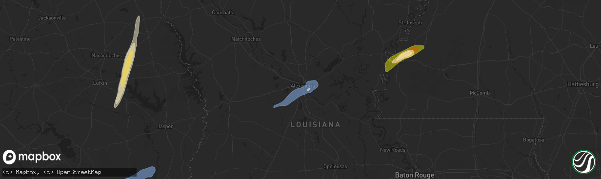 Hail map in Alexandria, LA on December 26, 2024