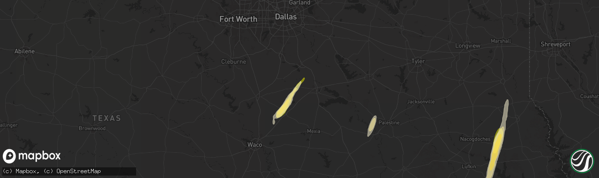 Hail map in Barry, TX on December 26, 2024