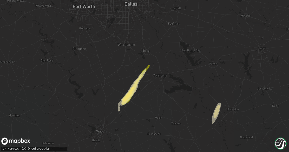 Hail map in Barry, TX on December 26, 2024