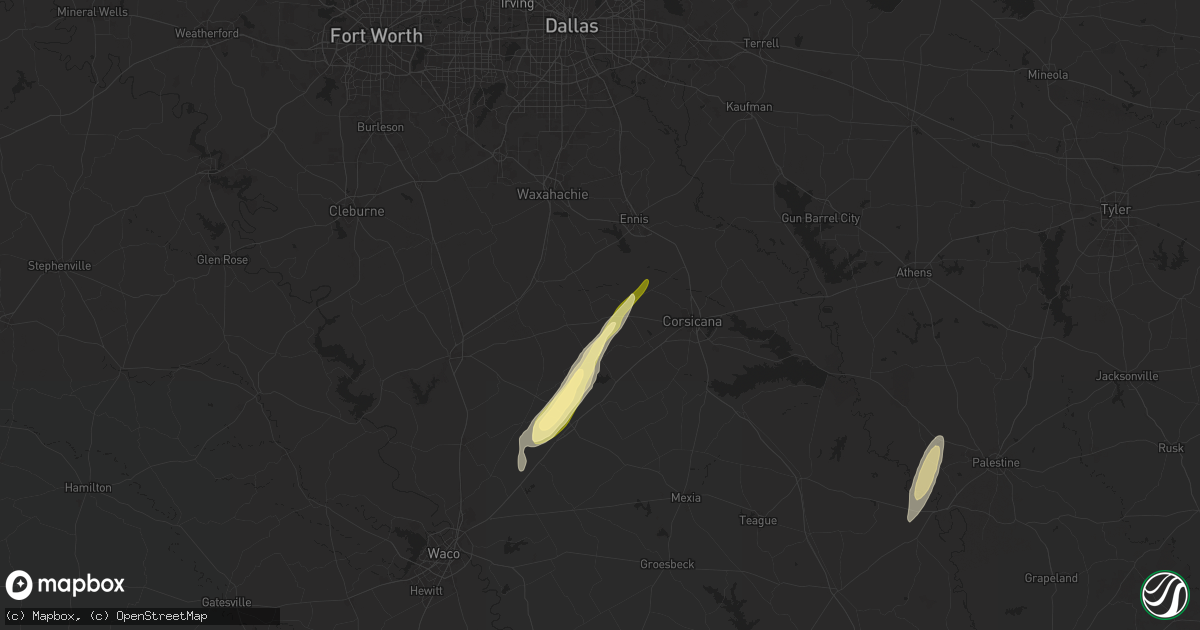 Hail map in Blooming Grove, TX on December 26, 2024