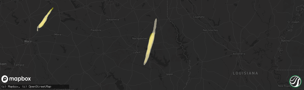 Hail map in Chireno, TX on December 26, 2024