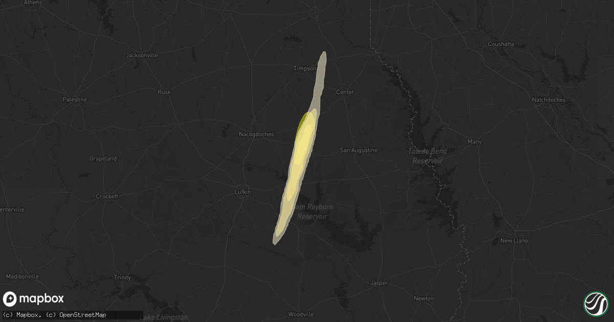 Hail map in Chireno, TX on December 26, 2024