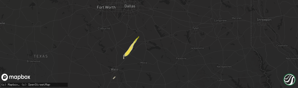 Hail map in Corsicana, TX on December 26, 2024