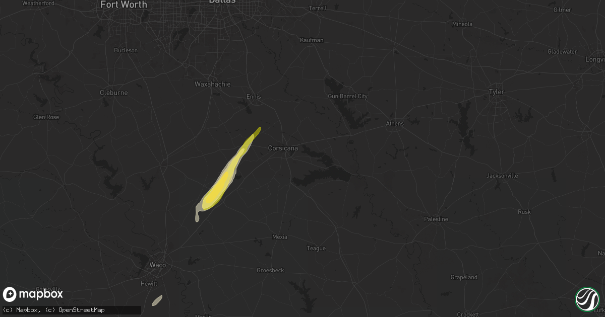 Hail map in Corsicana, TX on December 26, 2024