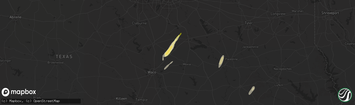 Hail map in Dawson, TX on December 26, 2024