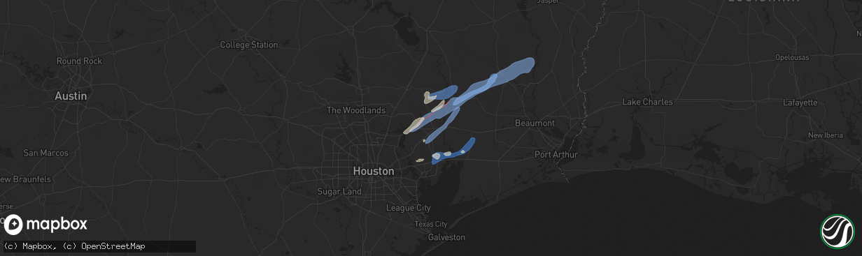 Hail map in Dayton, TX on December 26, 2024