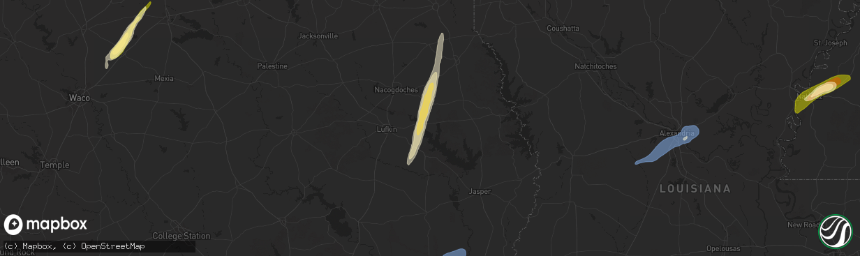 Hail map in Etoile, TX on December 26, 2024