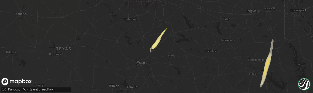 Hail map in Hubbard, TX on December 26, 2024