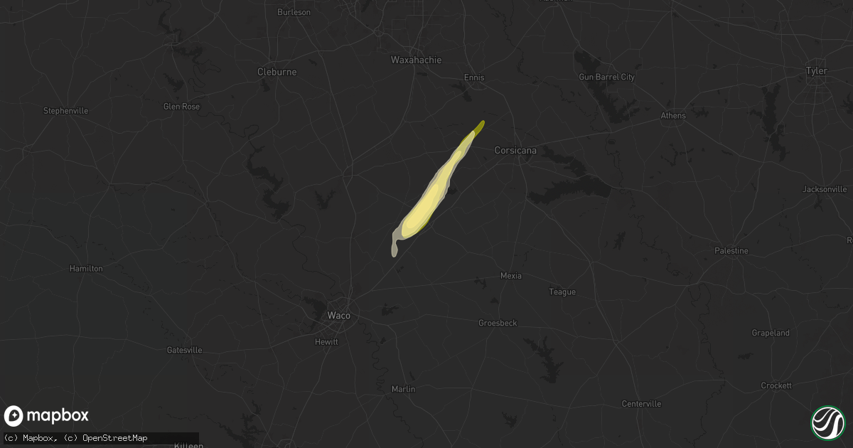Hail map in Hubbard, TX on December 26, 2024