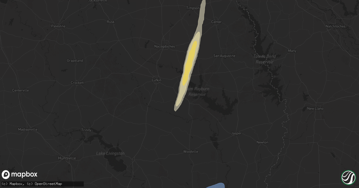Hail map in Huntington, TX on December 26, 2024