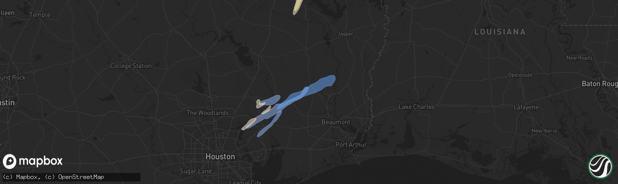 Hail map in Kountze, TX on December 26, 2024