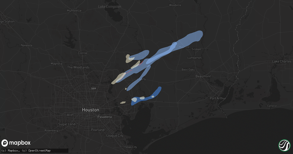Hail map in Liberty, TX on December 26, 2024