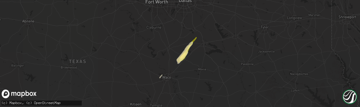 Hail map in Malone, TX on December 26, 2024