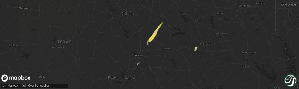 Hail map in Mount Calm, TX on December 26, 2024