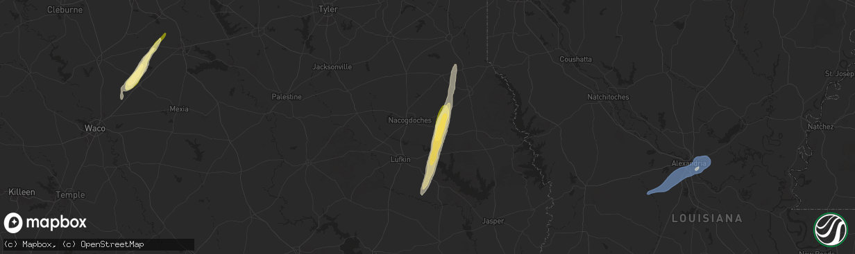 Hail map in Nacogdoches, TX on December 26, 2024