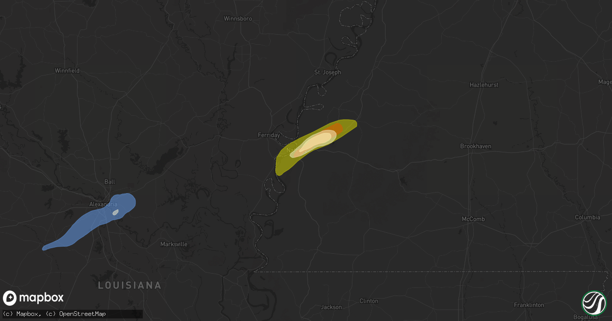 Hail map in Natchez, MS on December 26, 2024