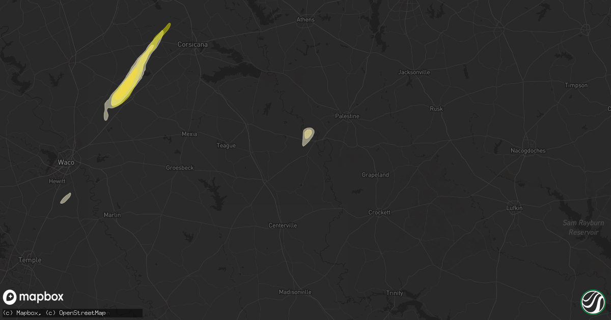 Hail map in Oakwood, TX on December 26, 2024