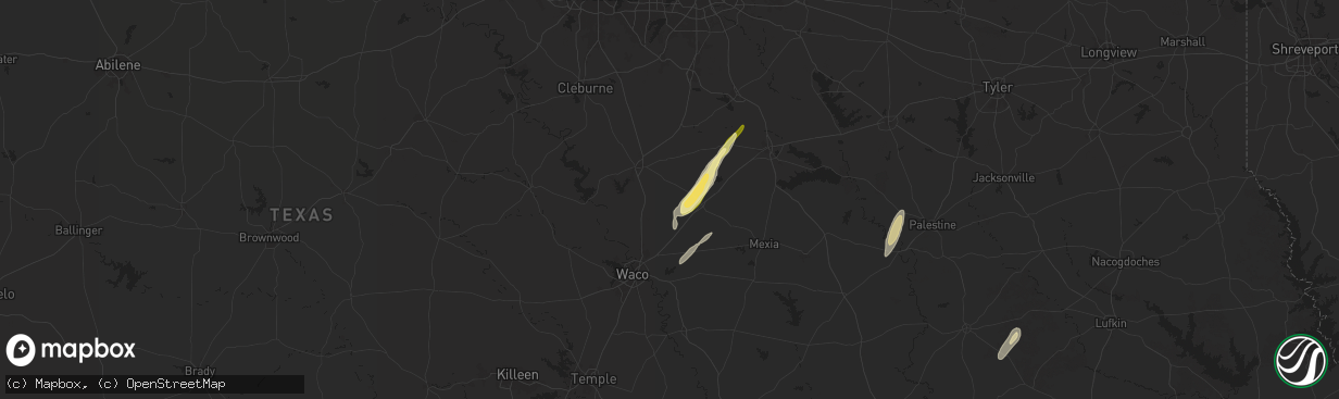 Hail map in Penelope, TX on December 26, 2024