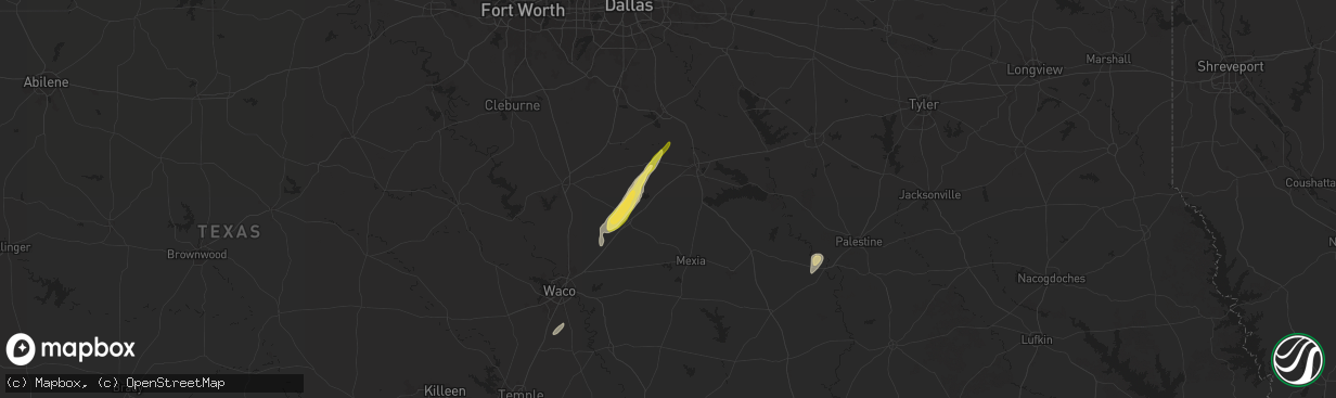 Hail map in Purdon, TX on December 26, 2024