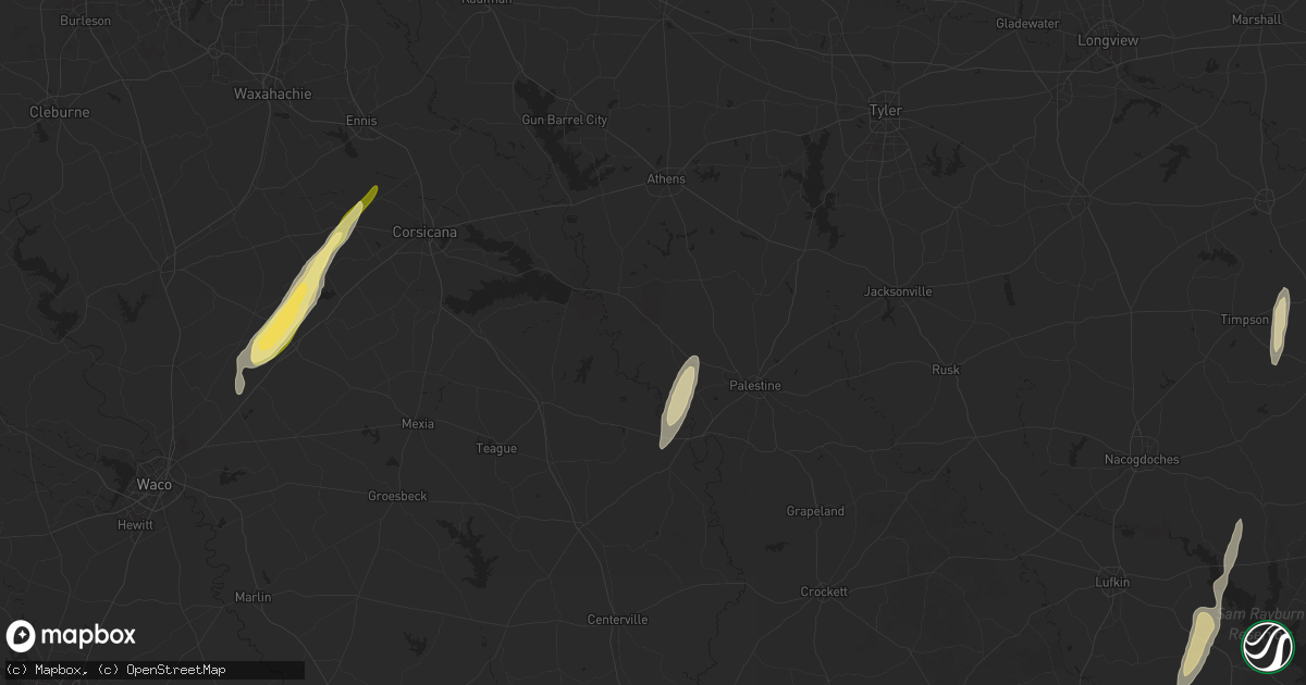 Hail map in Tennessee Colony, TX on December 26, 2024